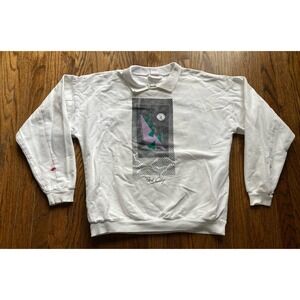 Vintage Park City Utah Sweatshirt Size Large White Collared Ski 80s 90s